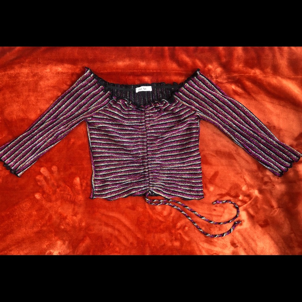 Sparkle Cropped Shirt with Drawstring